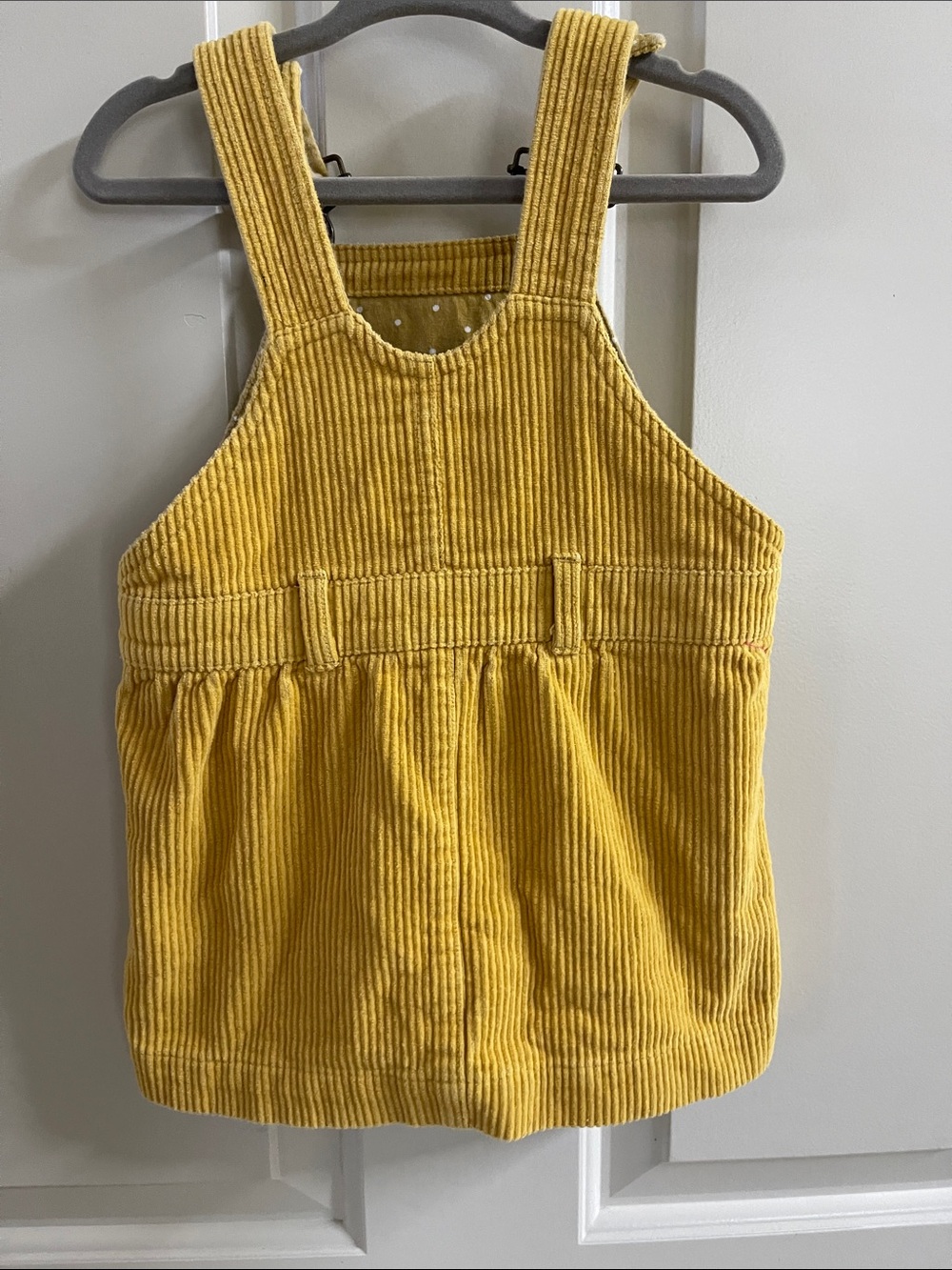 Girls' Dotty Dungarees Yellow Corduroy Pinafore Skirt - Picture 5 of 6